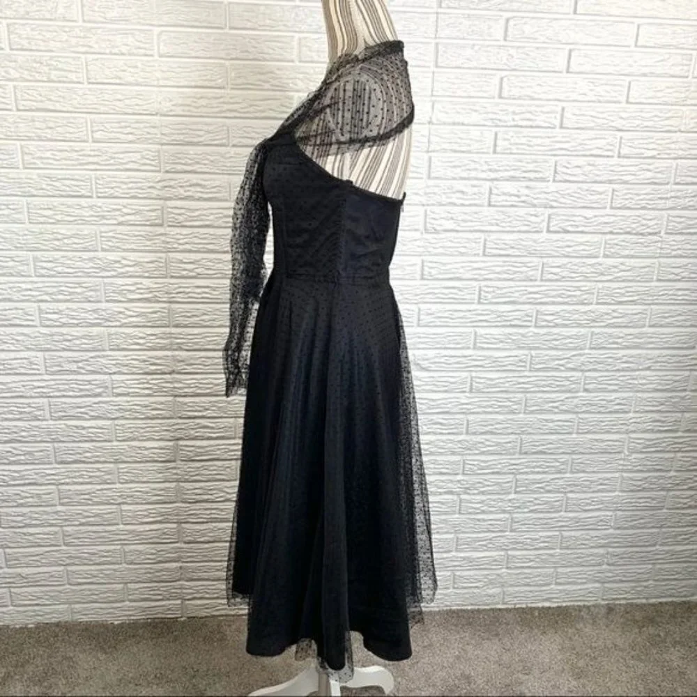 Vintage Uzanel Black Polka Dot Strapless Dress Size Medium - Picture 9 of 10